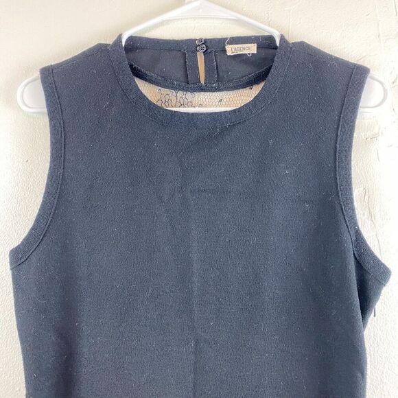 L'Agence Sleeveless Sweater Dress Black Dress Sz 3 Wool Cashmere Mesh Witchygoth - Picture 2 of 15